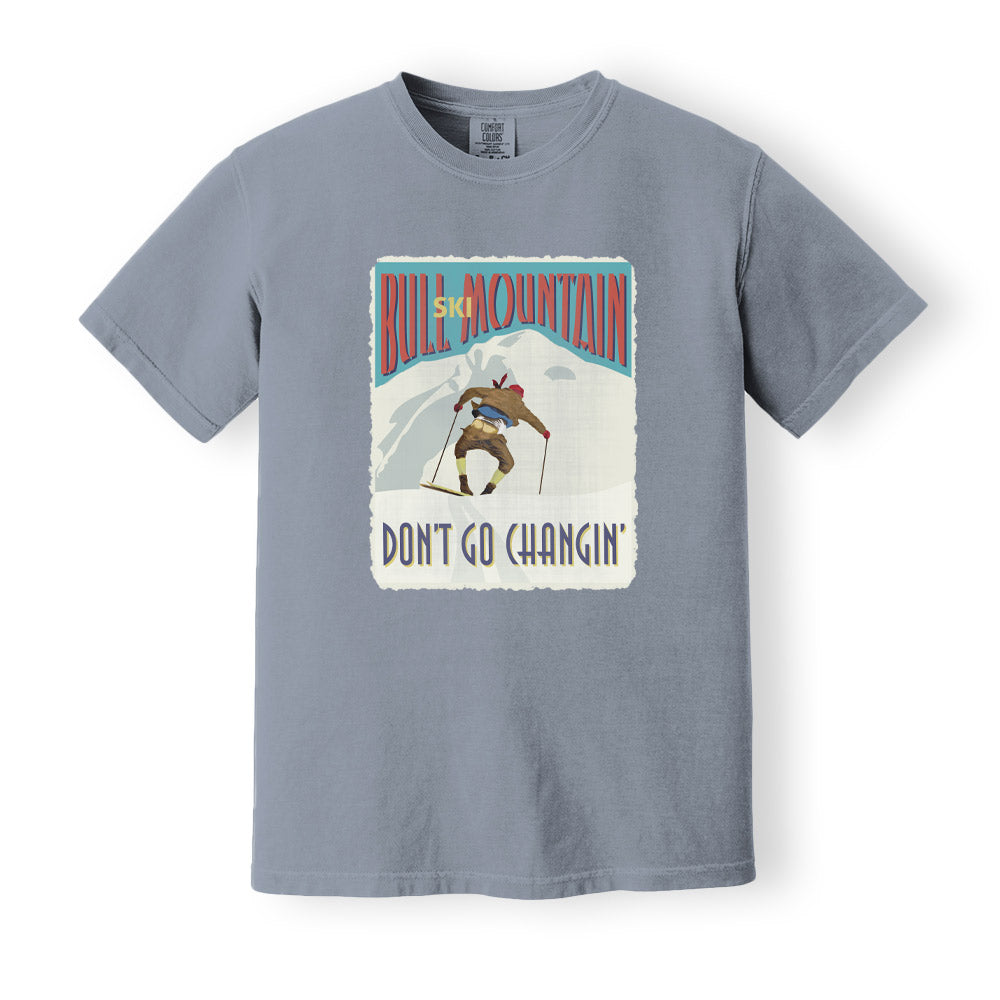 Vinage ski poster print Ski Bull Mountain 90s ski movie tshirt Vintage ski shirt, Dont go changin, BLUE JEAN Comfort Colors 1717 Heavyweight Garment Dyed Tshirt