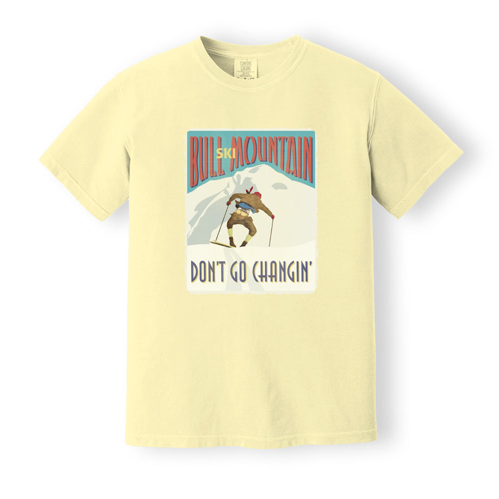 Vinage ski poster print Ski Bull Mountain 90s ski movie tshirt Vintage ski shirt, Dont go changin, BANANA Comfort Colors 1717 Heavyweight Garment Dyed Tshirt