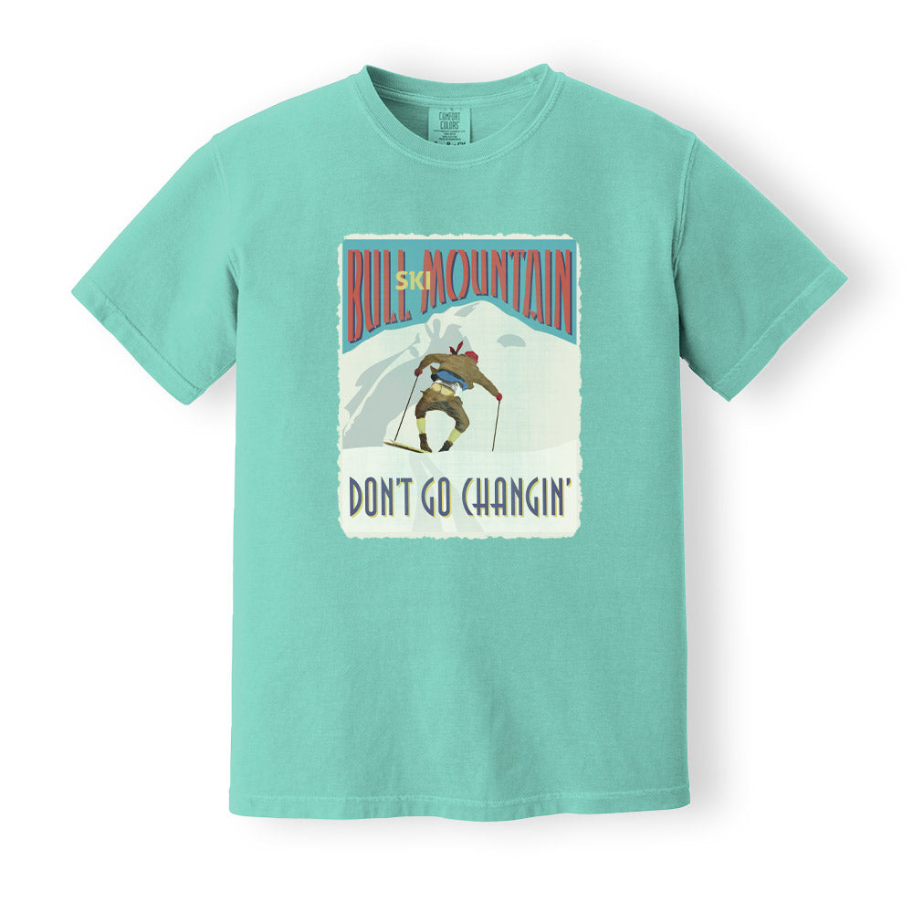 Vinage ski poster print Ski Bull Mountain 90s ski movie tshirt Vintage ski shirt, Dont go changin, MINT Comfort Colors 1717 Heavyweight Garment Dyed Tshirt