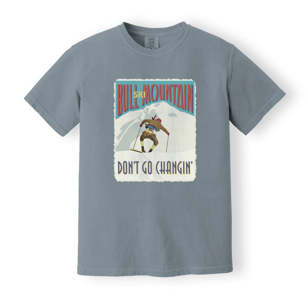 Vinage ski poster print Ski Bull Mountain 90s ski movie tshirt Vintage ski shirt, Dont go changin, GRANITE Comfort Colors 1717 Heavyweight Garment Dyed Tshirt