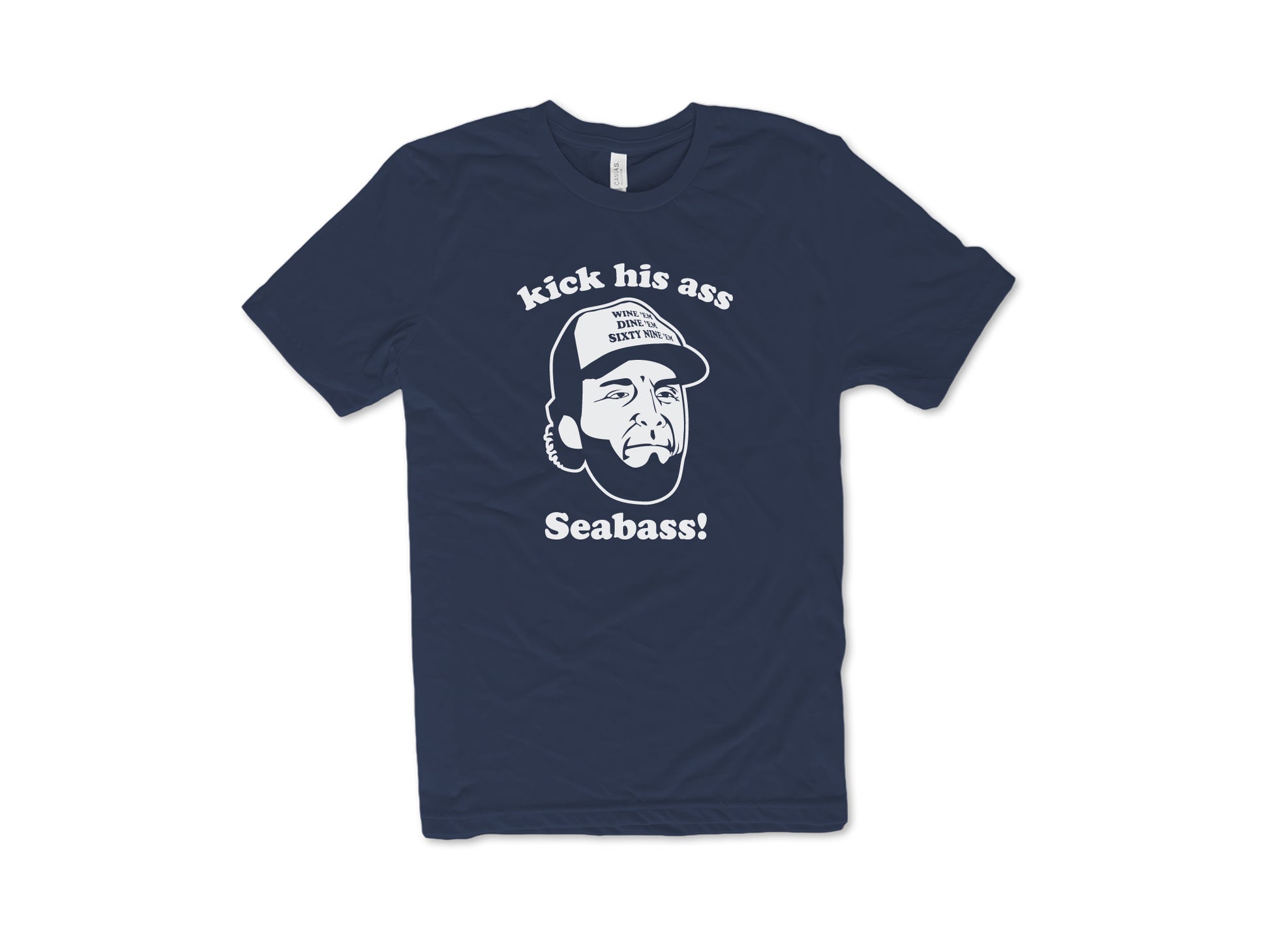 90s Movie t Shirt Dumb and Dumber Kick His Ass Seabass NAVY BLUE