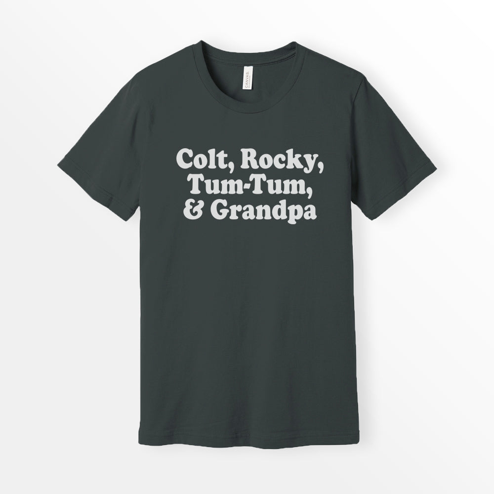 Colt Rocky Tum Tum Grandpa Shirt 90s movie tee 3 ninjas movie shirt Bella Canvas 3001 Cotton T-shirt Dark Gray