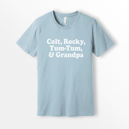 Colt Rocky Tum Tum Grandpa Shirt 90s movie tee 3 ninjas movie shirt Bella Canvas 3001 Cotton T-shirt Light Blue