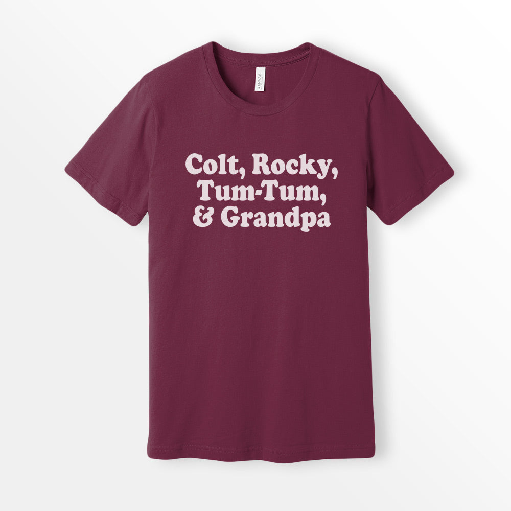 Colt Rocky Tum Tum Grandpa Shirt 90s movie tee 3 ninjas movie shirt Bella Canvas 3001 Cotton T-shirt Maroon