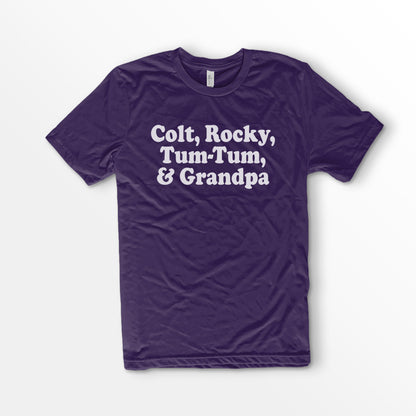 Colt Rocky Tum Tum Grandpa Shirt 90s movie tee 3 ninjas movie shirt Bella Canvas 3001 Cotton T-shirt Purple