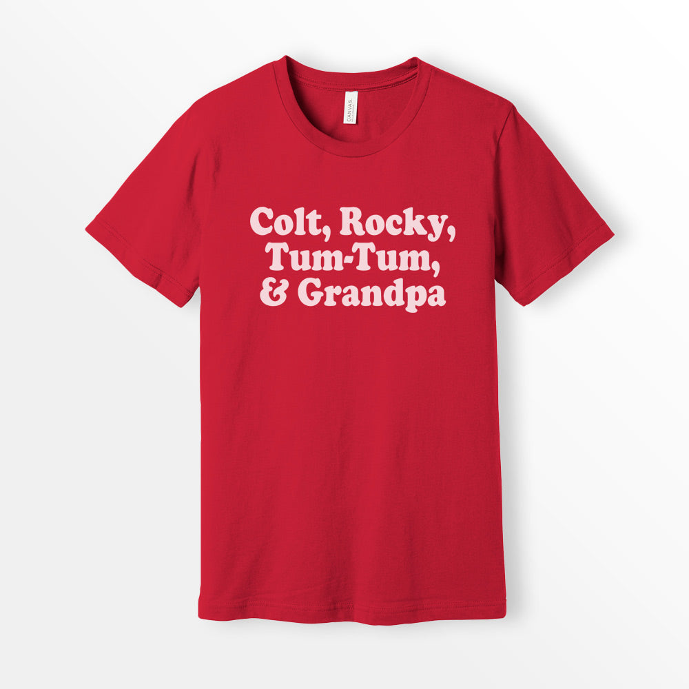 Colt Rocky Tum Tum Grandpa Shirt 90s movie tee 3 ninjas movie shirt Bella Canvas 3001 Cotton T-shirt RED