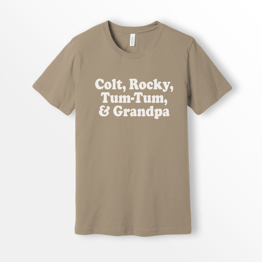 Colt Rocky Tum Tum Grandpa Shirt 90s movie tee 3 ninjas movie shirt Bella Canvas 3001 Cotton T-shirt Tan