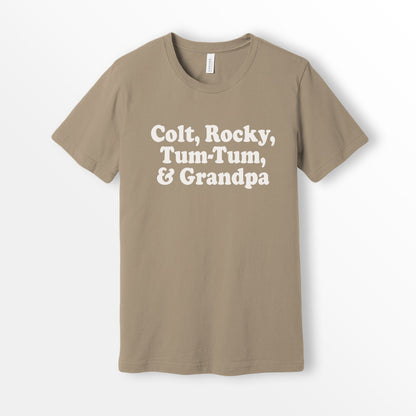 Colt Rocky Tum Tum Grandpa Shirt 90s movie tee 3 ninjas movie shirt Bella Canvas 3001 Cotton T-shirt Tan