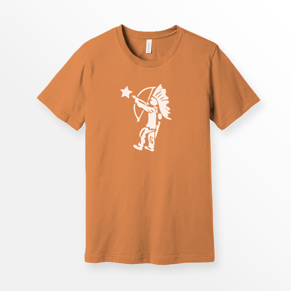 ShirtLoaf 90's lucky American Indian shooting star shirt printed on premium  Burnt Orange Bella + Canvas 3001 Unisex Short Sleeve T-shirt