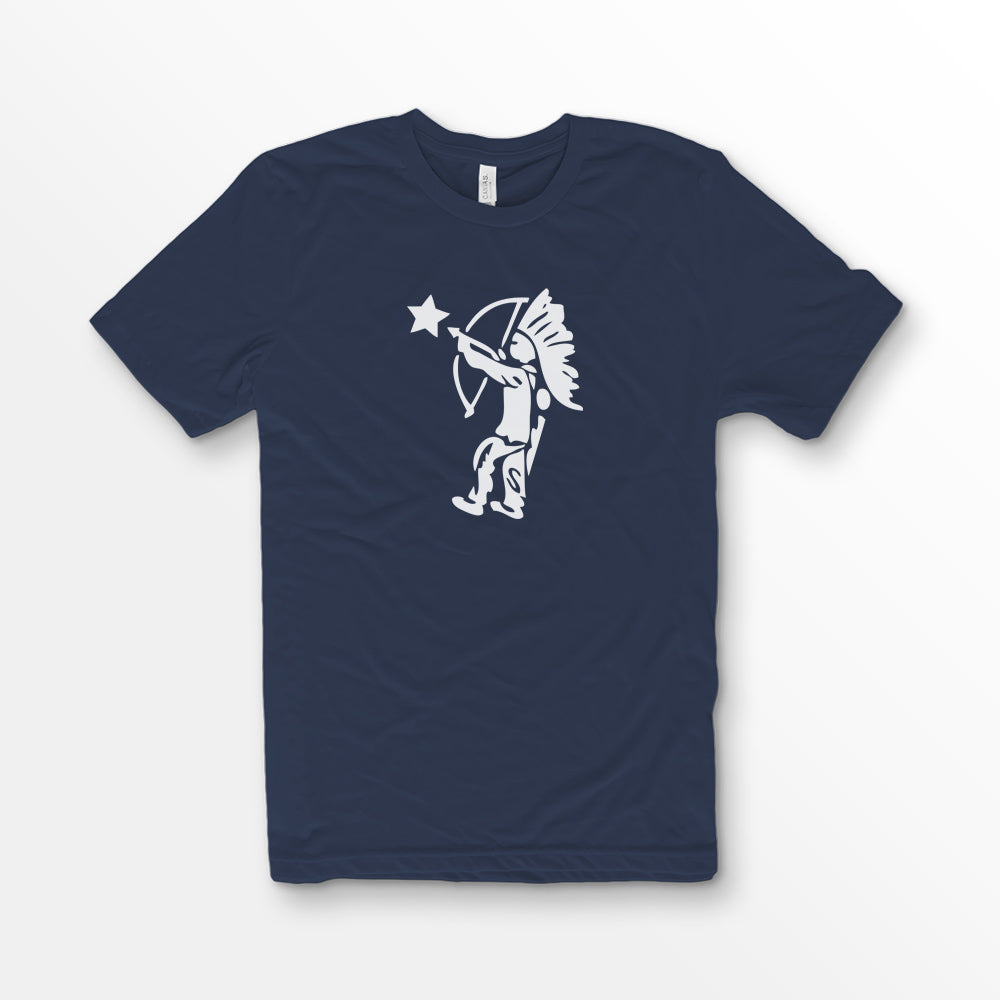 ShirtLoaf 90's lucky indian shooting star shirt printed on premium Navy Blue Bella + Canvas 3001 Unisex Short Sleeve T-shirt