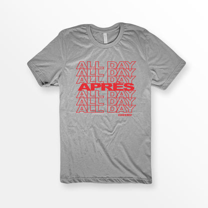 ShirtLoaf Apres All Day Shirt Shopping Bag Print on Bella Canvas 3001 Athletic Heather T-shirt