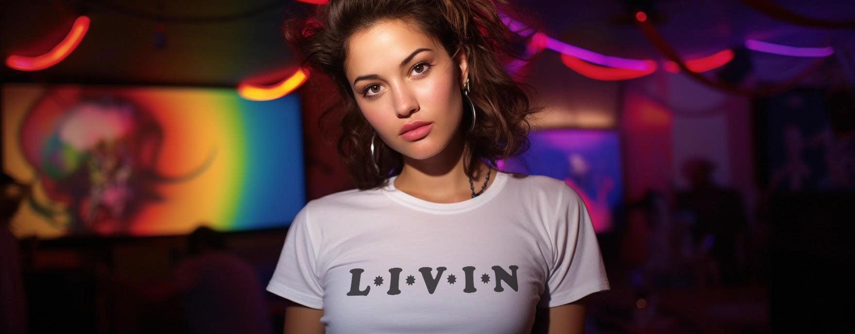 90's ShirtLoaf Model with classic LIVIN 90s movie shirt roller skating