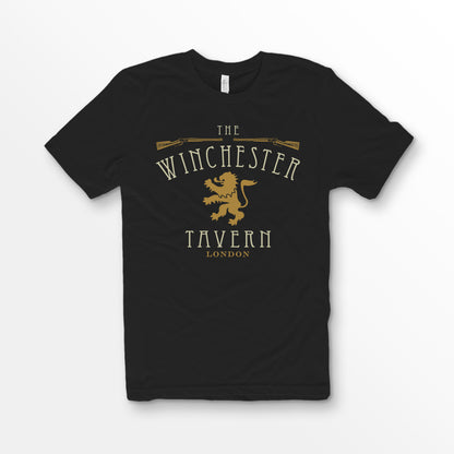 ShirtLoaf Winchester Tavern Vintage Pub Shirt Printed on Black Bella + Canvas 3001 Unisex Short Sleeve Cotton T-shirt