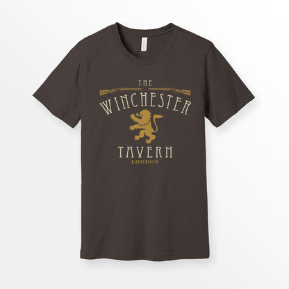 ShirtLoaf Winchester Tavern Vintage Pub Shirt Printed on Brown Bella + Canvas 3001 Unisex Short Sleeve Cotton T-shirt