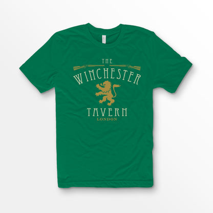 ShirtLoaf Winchester Tavern Vintage Pub Shirt Printed on Kelly Green Bella + Canvas 3001 Unisex Short Sleeve Cotton T-shirt