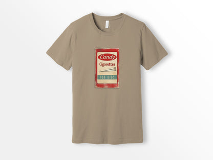 ShirtLoaf Vintage Candy Cigarettes Shirt Printed on Bella Canvas Short Sleeve TAN t-Shirt