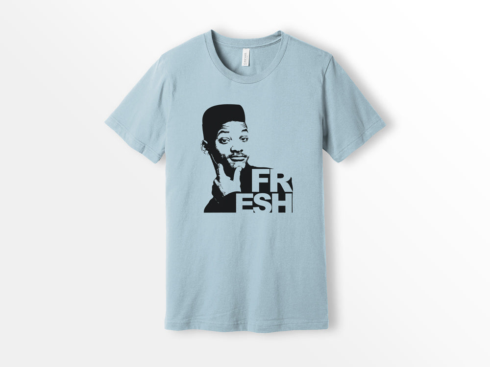 ShirtLoaf 90s Fresh Will Smith T-shirt Printed on Bella Canvas Short Sleeve LIGHT BLUE T-shirt
