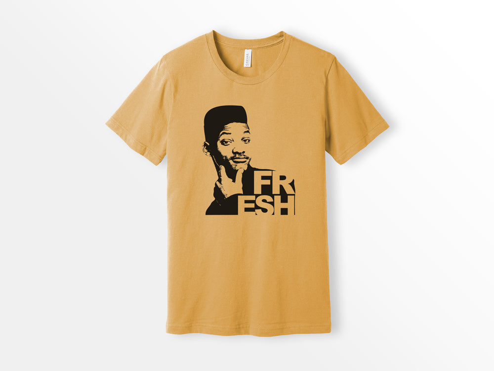 ShirtLoaf 90s Fresh Will Smith T-shirt Printed on Bella Canvas Short Sleeve MUSTARD T-shirt