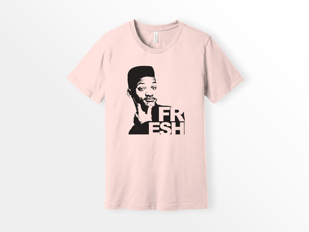 ShirtLoaf 90s Fresh Will Smith T-shirt Printed on Bella Canvas Short Sleeve PINK T-shirt
