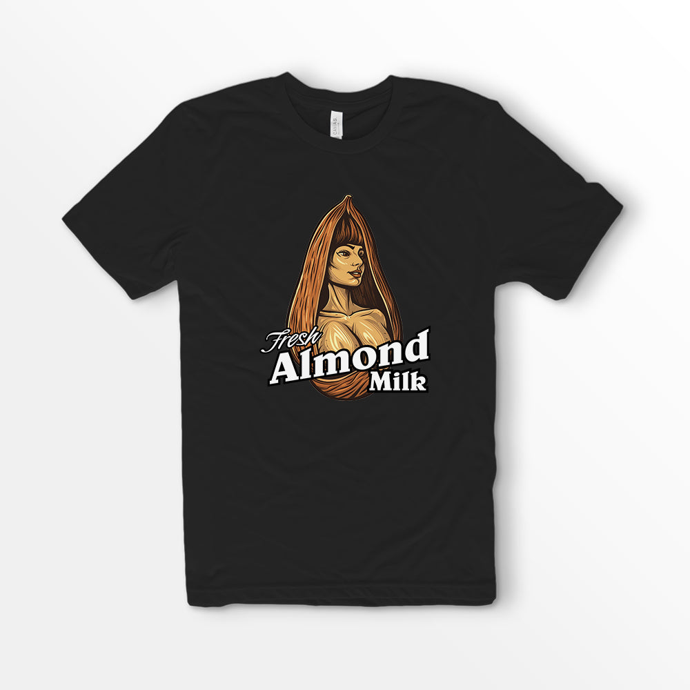 ShirtLoaf Fresh Almond Milk Funny Shirt Boobs Shirt Almond Milk Joke Shirt Bella Canvas 3001 Black Blue t-shirt