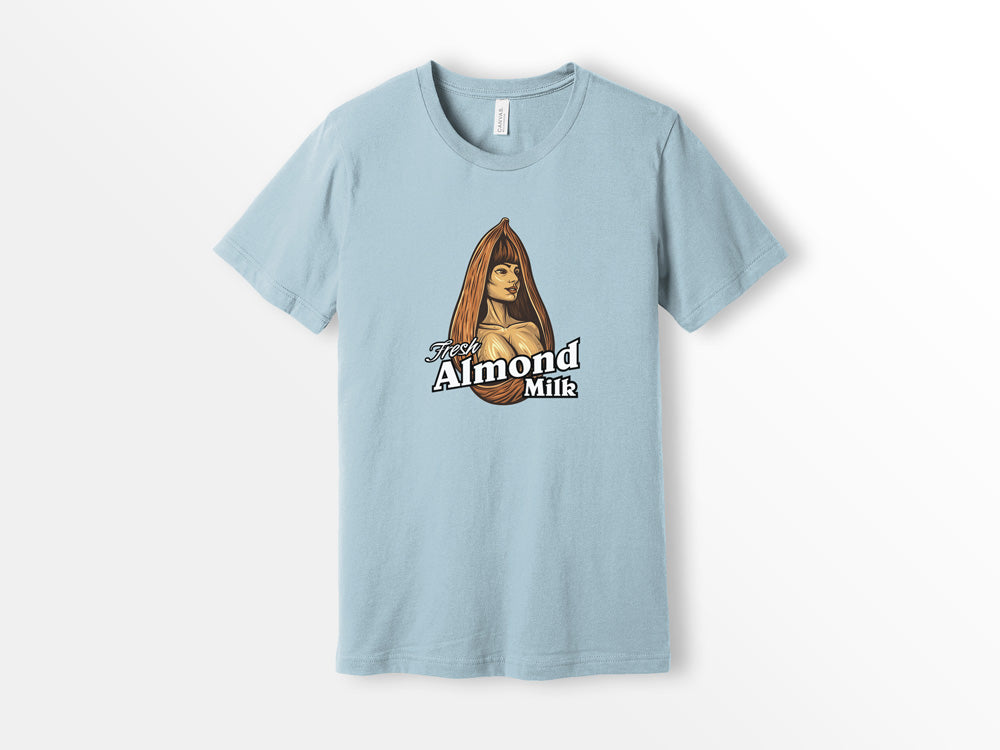 ShirtLoaf Fresh Almond Milk Boobs Funny T-shirt Bella Canvas 3001 Light BLue Shirt