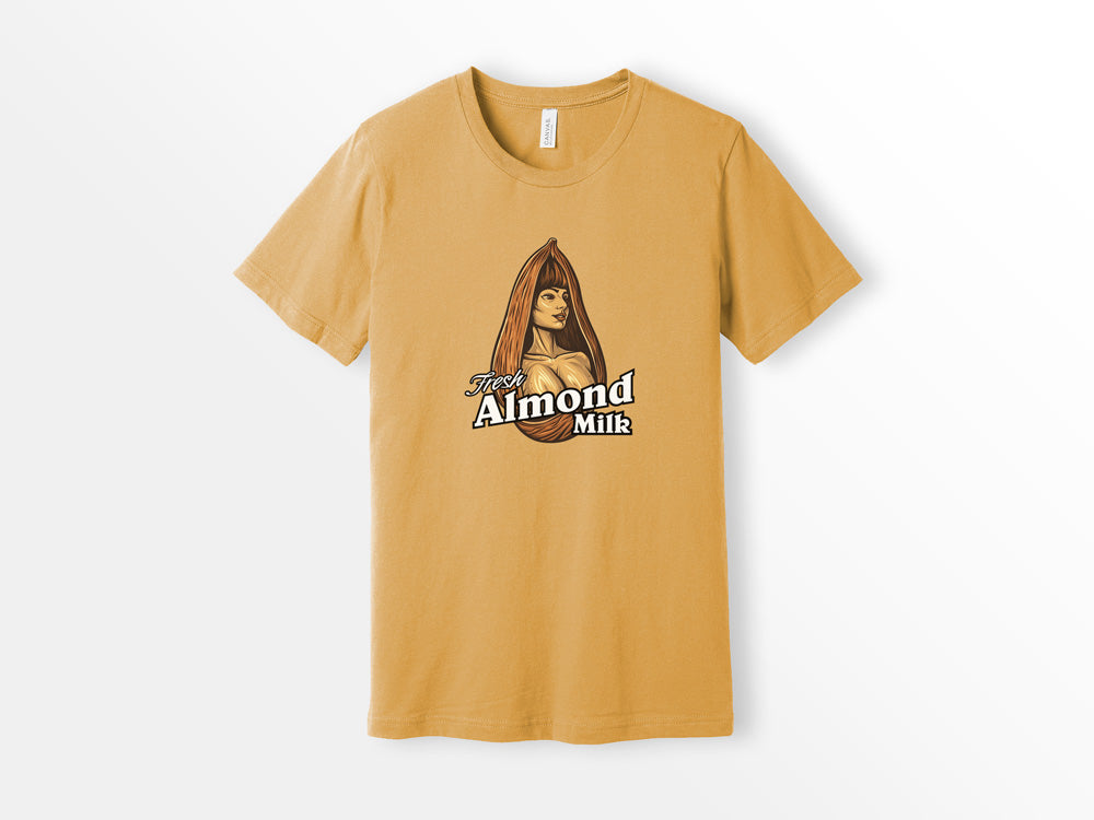 ShirtLoaf Fresh Almond Milk Boobs Funny T-shirt Bella Canvas 3001 MUSTARD Shirt