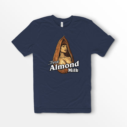 ShirtLoaf Fresh Almond Milk Funny Shirt Boobs Shirt Almond Milk Joke Shirt Bella Canvas 3001 Navy Blue t-shirt