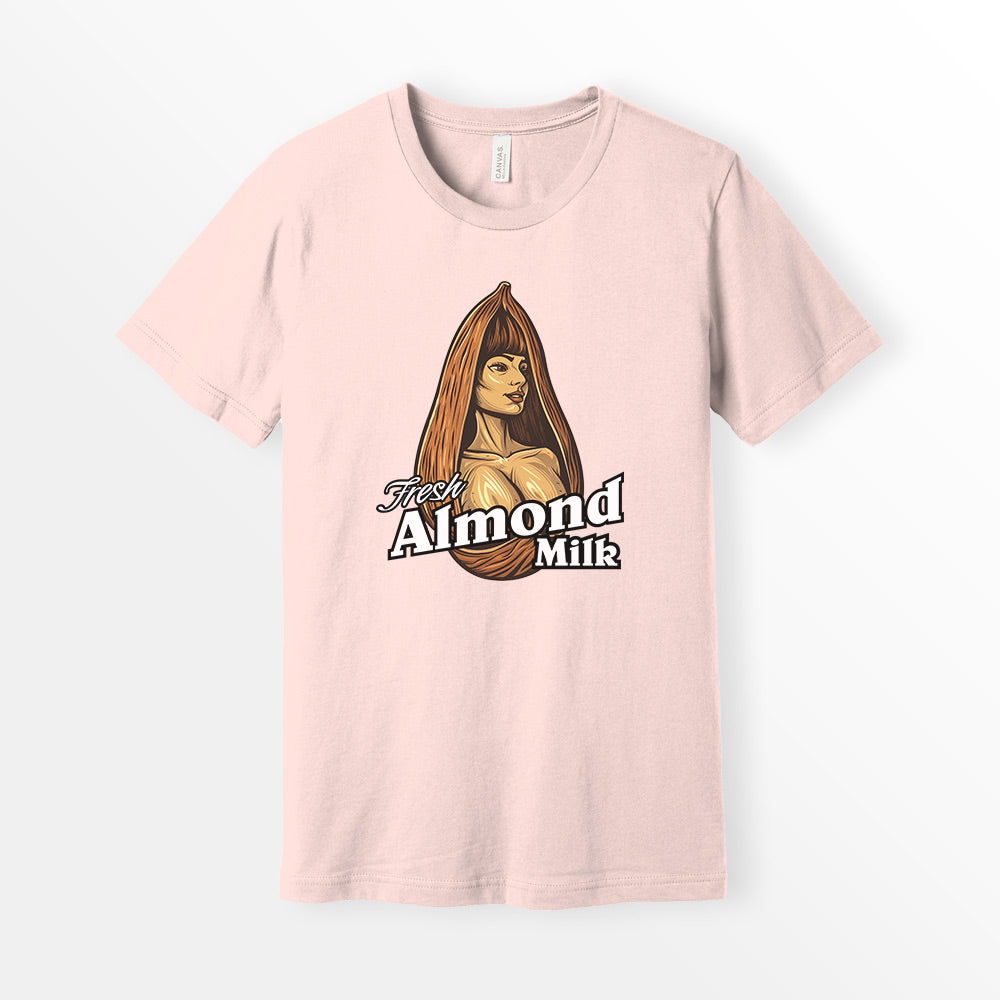 ShirtLoaf Fresh Almond Milk Funny Shirt Boobs Shirt Almond Milk Joke Shirt Bella Canvas 3001 Pink t-shirt