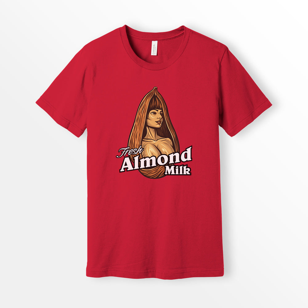 ShirtLoaf Fresh Almond Milk Funny Shirt Boobs Shirt Almond Milk Joke Shirt Bella Canvas 3001 Red t-shirt