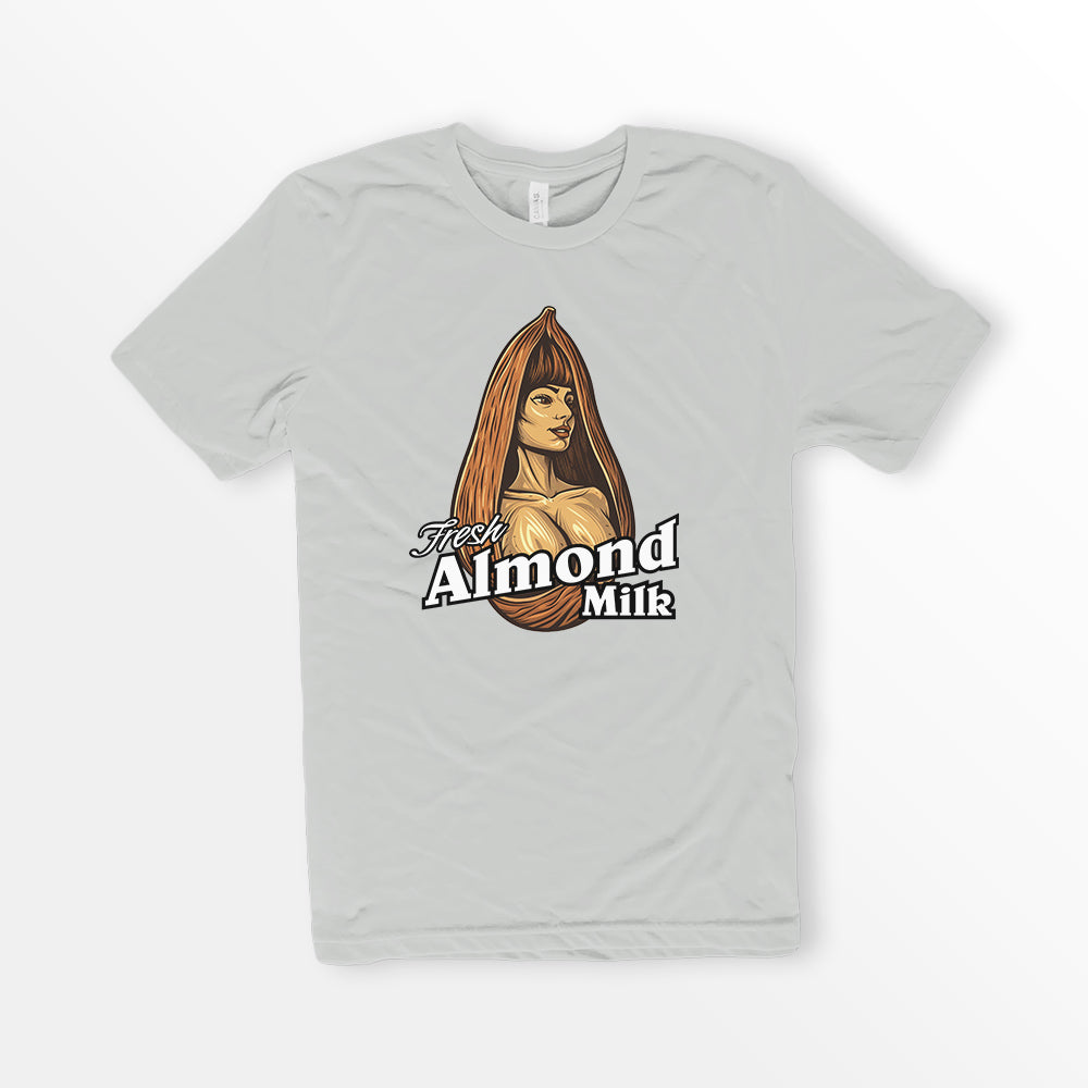 ShirtLoaf Fresh Almond Milk Funny Shirt Boobs Shirt Almond Milk Joke Shirt Bella Canvas 3001 Silver t-shirt