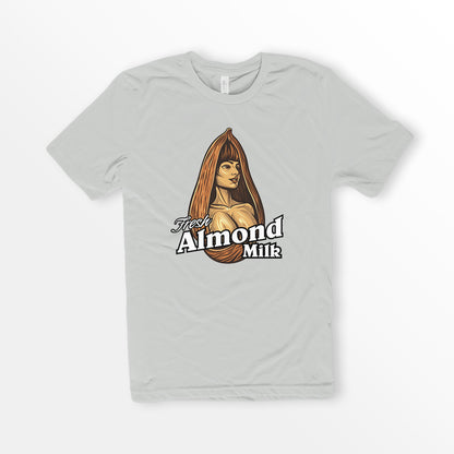 ShirtLoaf Fresh Almond Milk Funny Shirt Boobs Shirt Almond Milk Joke Shirt Bella Canvas 3001 Silver t-shirt