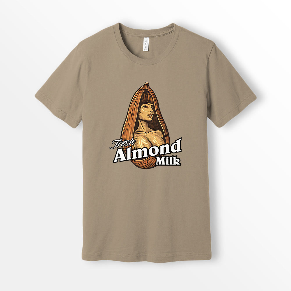 ShirtLoaf Fresh Almond Milk Funny Shirt Boobs Shirt Almond Milk Joke Shirt Bella Canvas 3001 Tan t-shirt