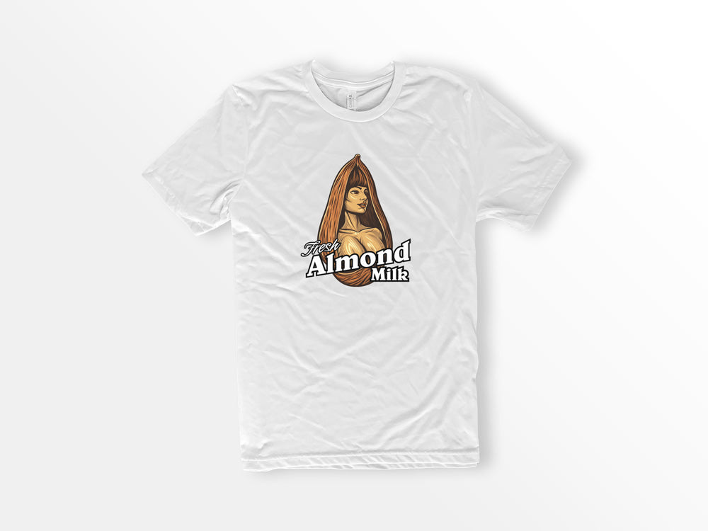 ShirtLoaf Fresh Almond Milk Boobs Funny T-shirt Bella Canvas 3001 WHITE Shirt