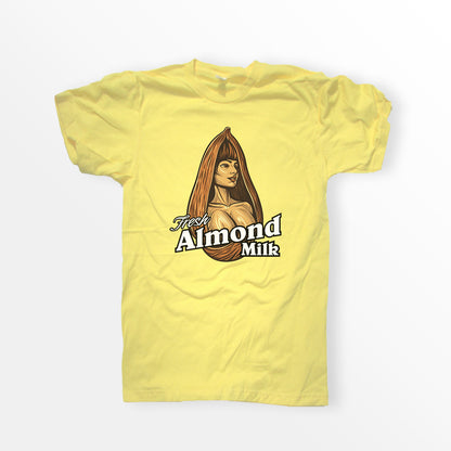 ShirtLoaf Fresh Almond Milk Funny Shirt Boobs Shirt Almond Milk Joke Shirt Bella Canvas 3001 Yellow t-shirt