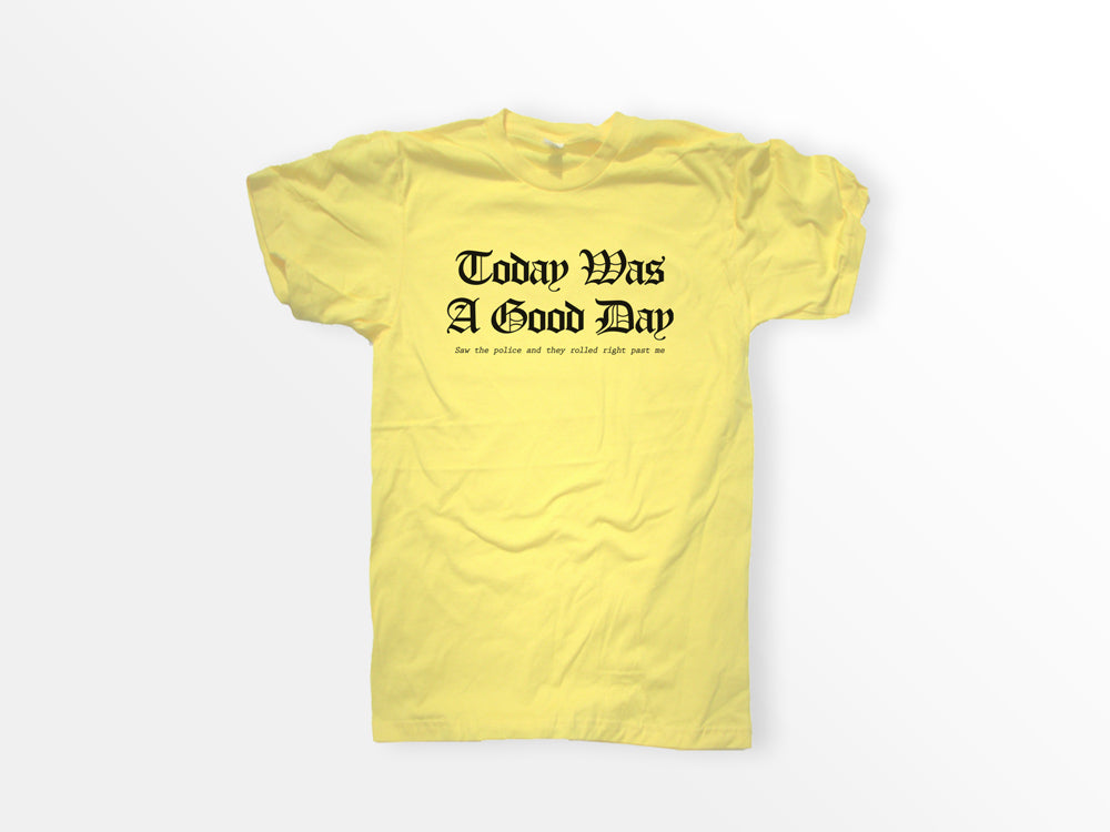 ShirtLoaf 90s Rap Shirt Today Was A Good Day Printed on Bella Canvas Short Sleeve YELLOW SHirt