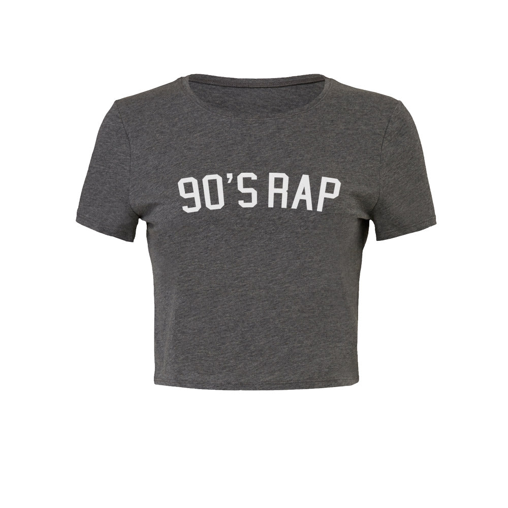 90s Rap Womens Crop Top T shirt Deep Heather Grey