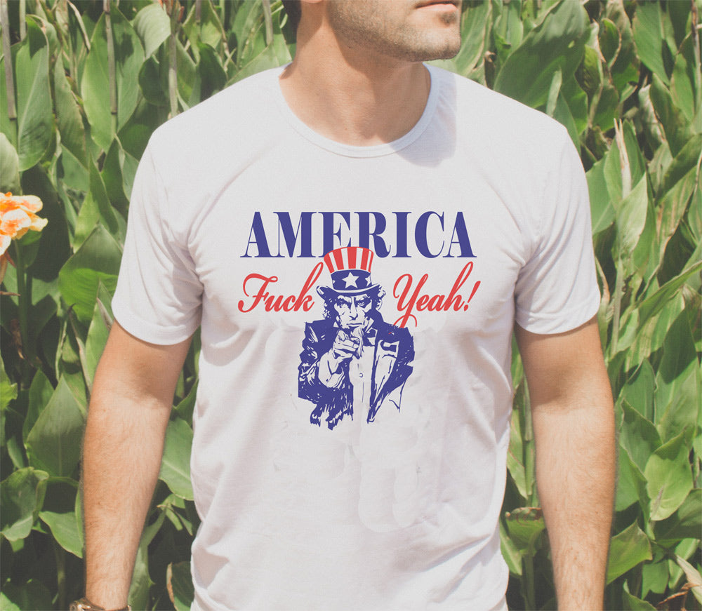 America Fuck Yea USA Uncle Sam 4th of july T shirt White