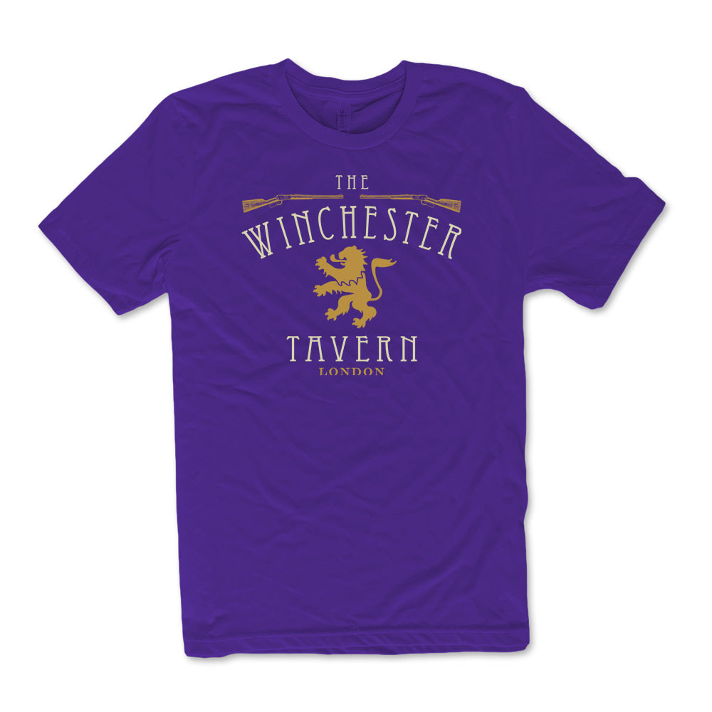 The Winchester Pub T shirt from Shaun of the Dead Purple