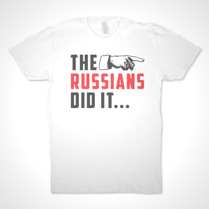 Russia Hacking Humor Political T shirt White