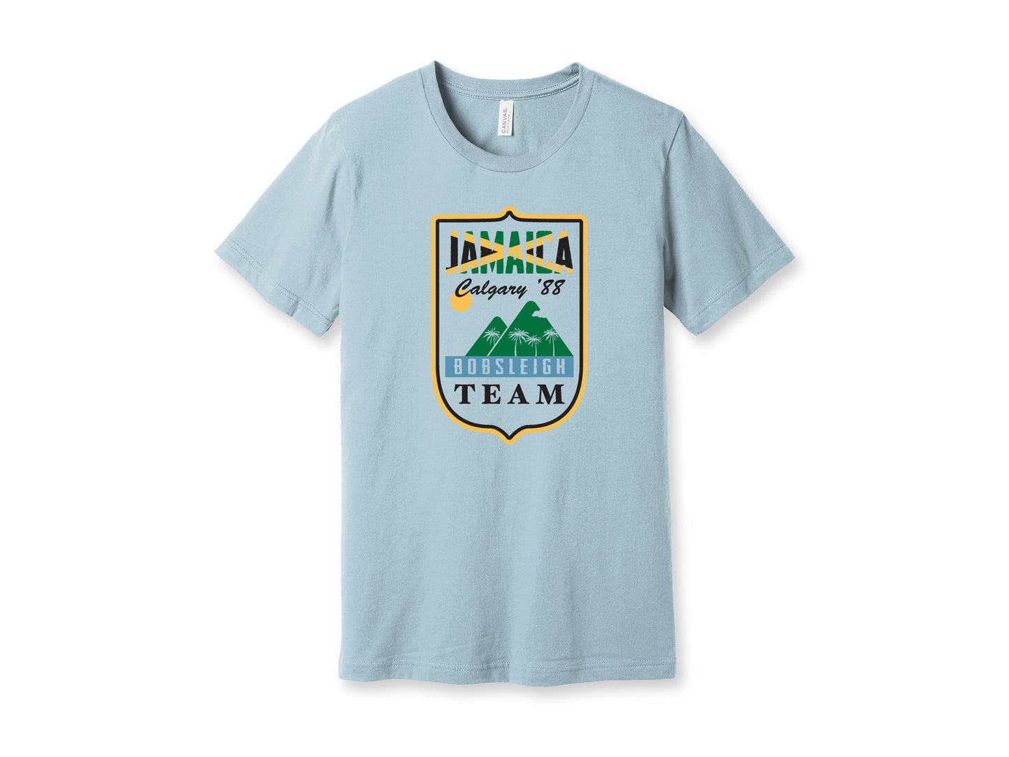 Cool Runnings Jamaica Bobsled Team 88' Calgary Olympics Vintage Shirt LIGHT BLUE