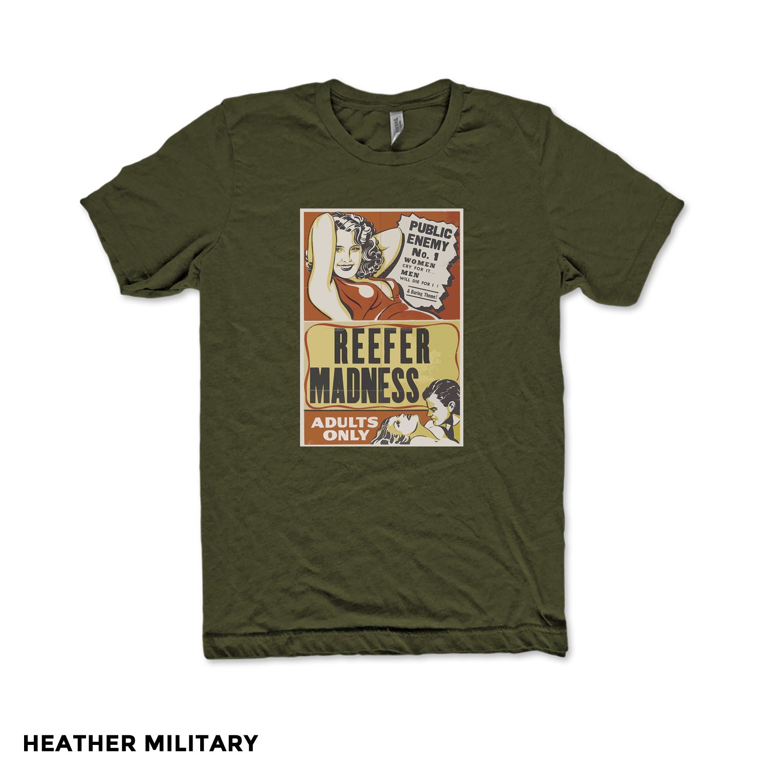 Heather Military Green Reefer Madness Marijuana T-shirt